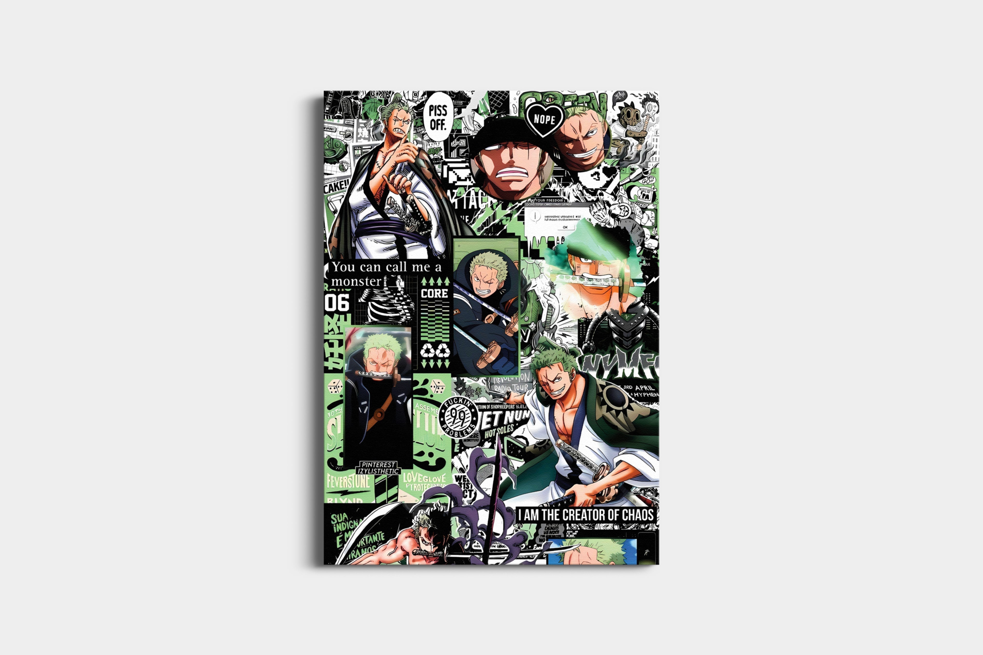 Green Swordsman Anime Series Poster | Manga Collage Wall Art Lazywalls